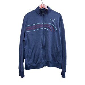 Vintage Puma Mens Track Jacket Large Zip Up Navy